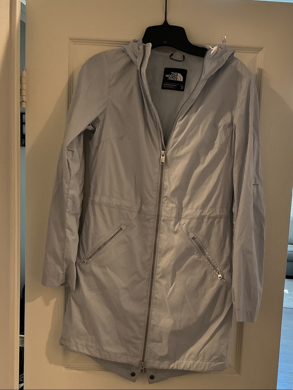The North Face Pale Gray Hooded Trench Coat